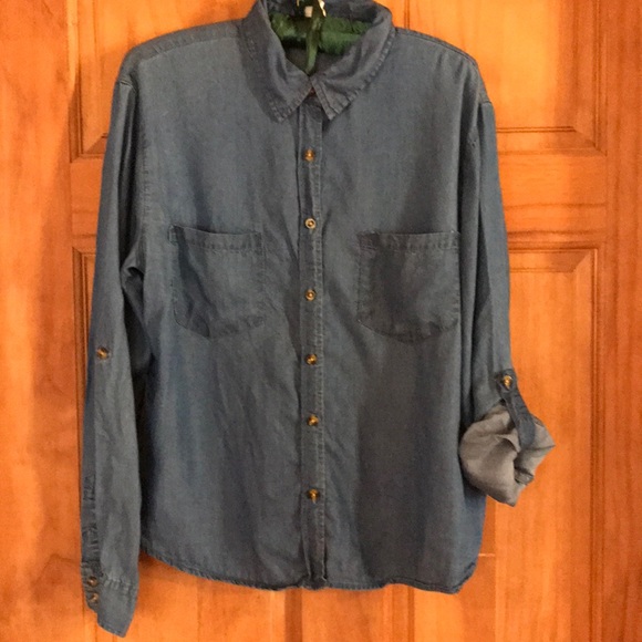 Harper Tops - Denim long sleeve shirt